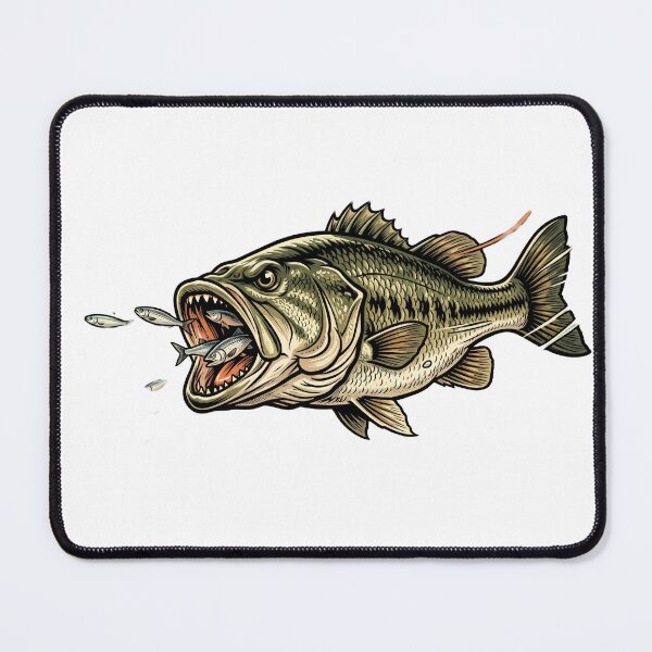 Item preview, Fierce Largemouth Bass Striking School of Baitfish designed and sold by one-offtees.
