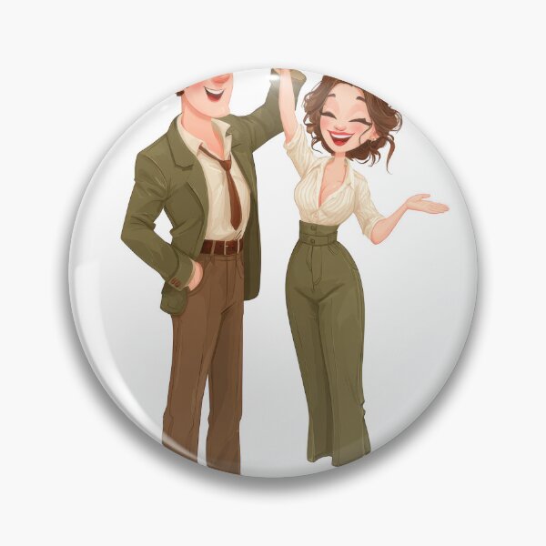 Item preview, Full-length vector illustration of a happy cartoon man and woman giving a high five against an isolated transparent background, featuring retro-style business attire, cheerful expressions. designed and sold by Hasibnikon.
