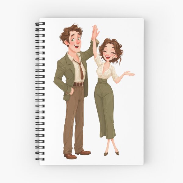 Item preview, Full-length vector illustration of a happy cartoon man and woman giving a high five against an isolated transparent background, featuring retro-style business attire, cheerful expressions. designed and sold by Hasibnikon.