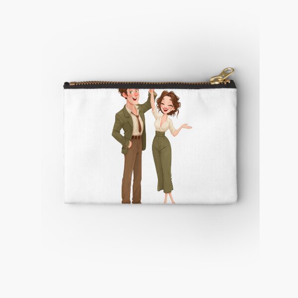Item preview, Ilustración vectorial de cuerpo entero de un hombre y una mujer de dibujos animados felices chocando las manos sobre un fondo transparente aislado, con atuendos de negocios de estilo retro y expresiones alegres. designed and sold by Hasibnikon.