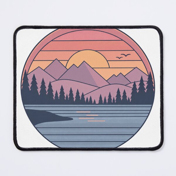 Item preview, Mountain lake at sunset with forest panorama designed and sold by LongIslandDesgn.