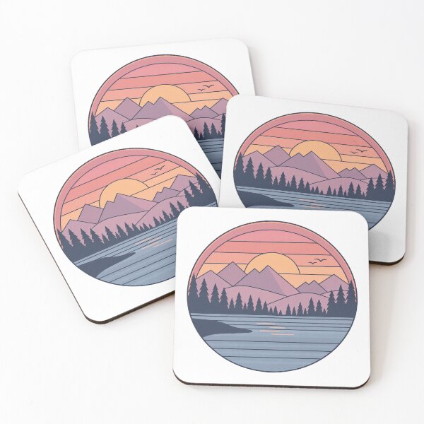 Item preview, Mountain lake at sunset with forest panorama designed and sold by LongIslandDesgn.