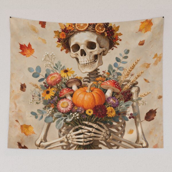 Item preview, Autumn Skeleton Floral Harvest Pumpkin designed and sold by cr6zym1nd.