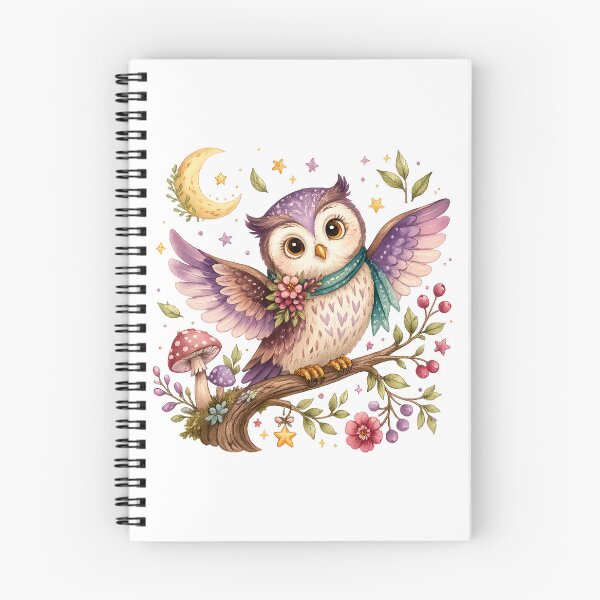 Item preview, Cute Purple Owl Moon and Mushrooms Cottagecore Celestial Woodland Art designed and sold by inkoutninja.