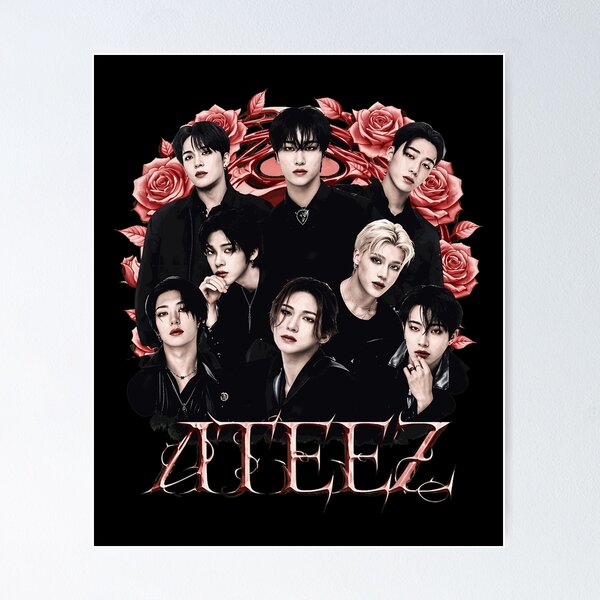 Item preview, ATEEZ Kpop Group Vintage Roses Fan  designed and sold by JuliaWrig40293.
