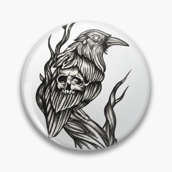 Item preview, Raven and Skull | Gothic Blackwork Dark Art designed and sold by Blackwater and Bloom.