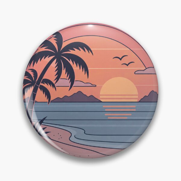 Item preview, Palm-fringed beach at golden sunset designed and sold by LongIslandDesgn.