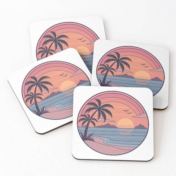 Item preview, Palm-fringed beach at golden sunset designed and sold by LongIslandDesgn.