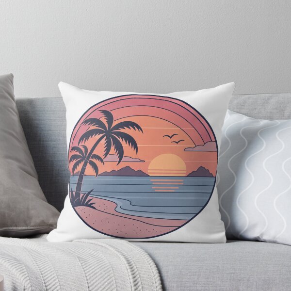 Item preview, Palm-fringed beach at golden sunset designed and sold by LongIslandDesgn.