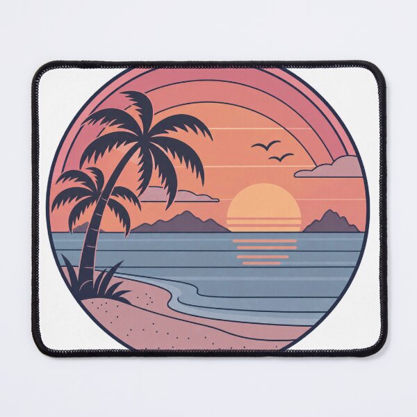 Item preview, Palm-fringed beach at golden sunset designed and sold by LongIslandDesgn.