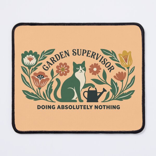 Item preview, Funny vintage garden cat with text "Garden Supervisor Doing Absolutely Nothing" designed and sold by BiniClicks.