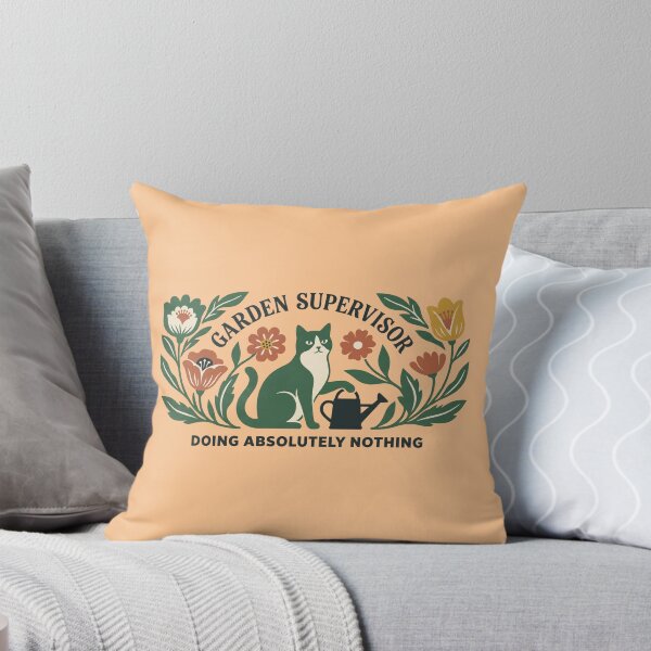 Item preview, Funny vintage garden cat with text "Garden Supervisor Doing Absolutely Nothing" designed and sold by BiniClicks.