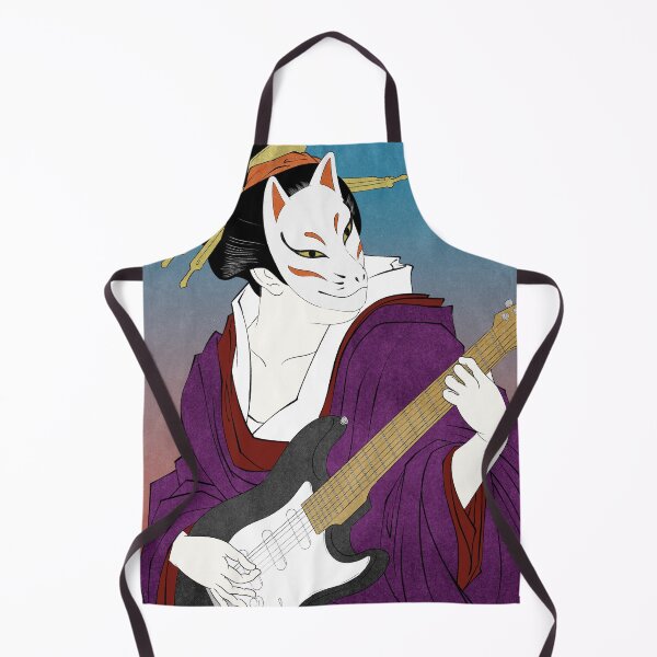 Item preview, Japanese Fox Mask Woman Playing Electric Guitar designed and sold by AkogareWorks.