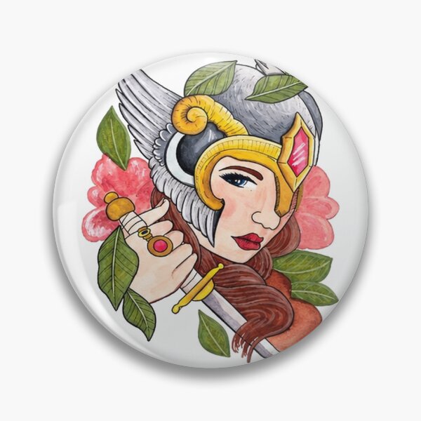 Item preview, Valkyrie Warrior Woman | Winged Helmet Floral Art designed and sold by Blackwater and Bloom.