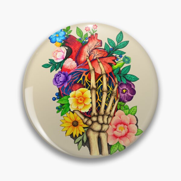 Item preview, Memento Mori Bloom | Anatomical Heart, Skeleton Hand & Flowers designed and sold by Blackwater and Bloom.