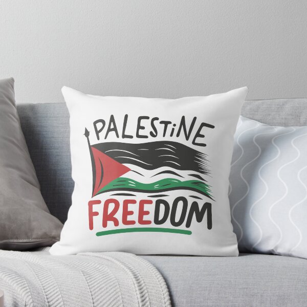 Aperçu de l'œuvre Palestine Freedom Waving Flag Typography Art créée et vendue par topprinting.