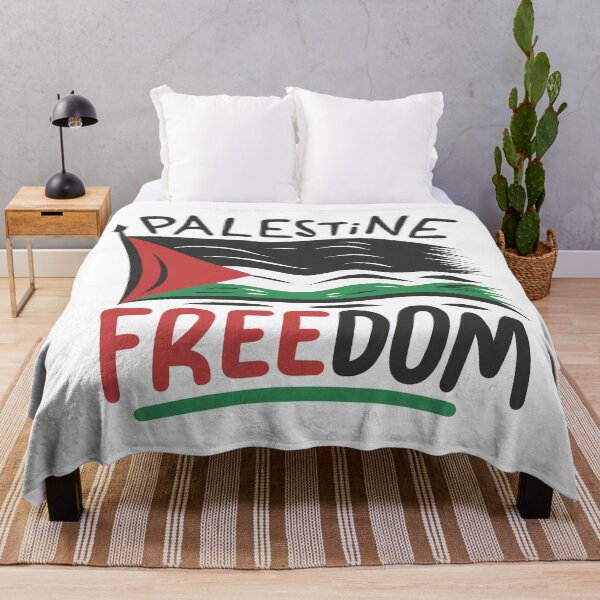 Item preview, Palestine Freedom Waving Flag Typography Art designed and sold by topprinting.