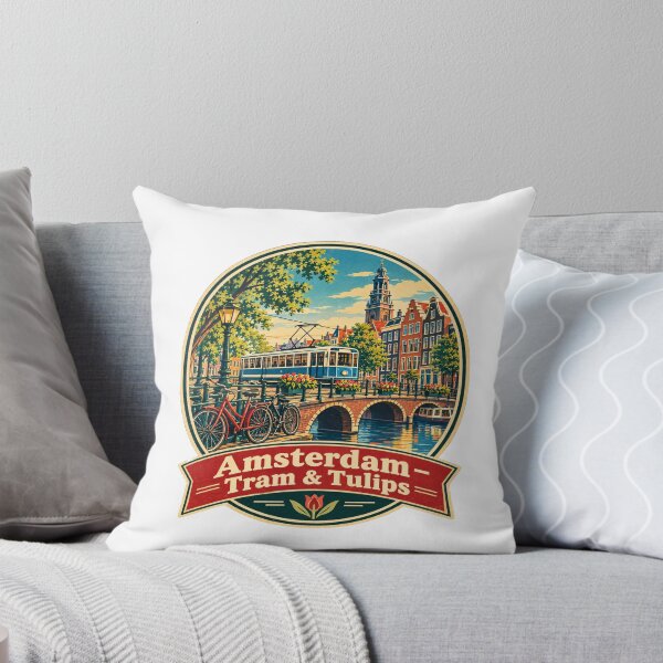 Item preview, Amsterdam Tram & Bike Vintage Netherlands Travel designed and sold by Globalcitytees.