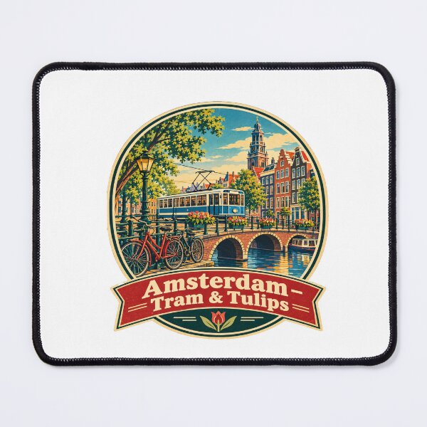 Item preview, Amsterdam Tram & Bike Vintage Netherlands Travel designed and sold by Globalcitytees.