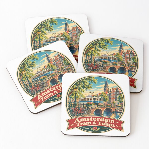 Item preview, Amsterdam Tram & Bike Vintage Netherlands Travel designed and sold by Globalcitytees.