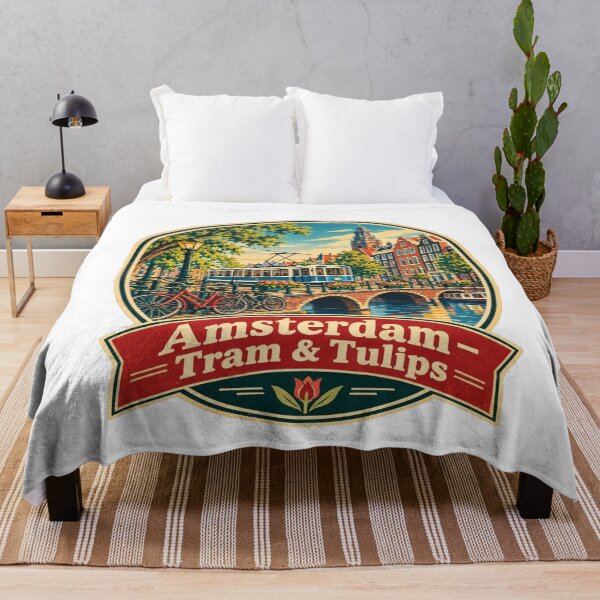 Item preview, Amsterdam Tram & Bike Vintage Netherlands Travel designed and sold by Globalcitytees.