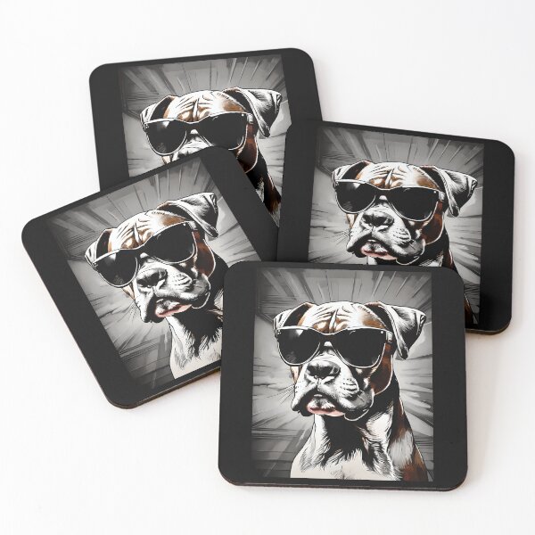 Item preview, Boxer Dog With Sunglasses (Black  White Pop Art) designed and sold by uza-nHornber.