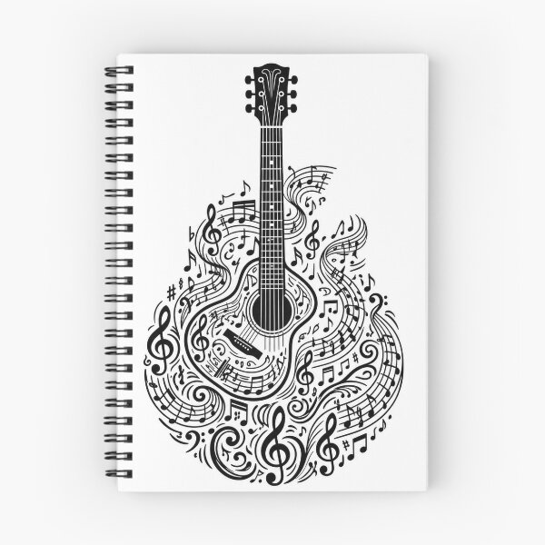 Item preview, Acoustic Symphony - Musical Notes Acoustic Guitar Illustration designed and sold by muratbyp.