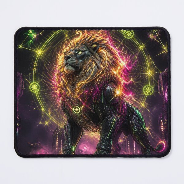 Item preview, Leo Zodiac - Neon Futuristic Mechanical Lion designed and sold by LazyDayzCo.