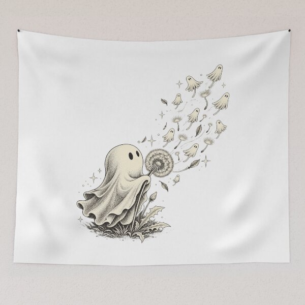 Item preview, Cute Ghost Blowing Dandelion Seeds Spooky Magic Design designed and sold by SEINENGAPPI23.