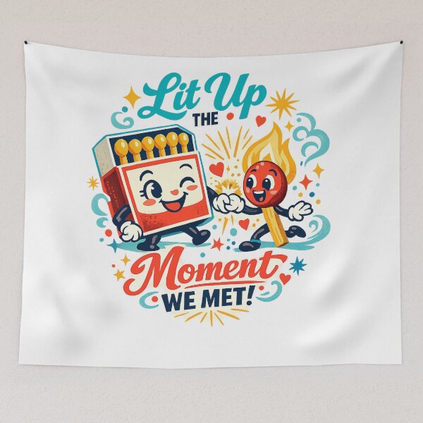 Item preview, Lit Up the Moment We Met Cute Matchbox Love Kawaii Valentine Art Design designed and sold by inkoutninja.