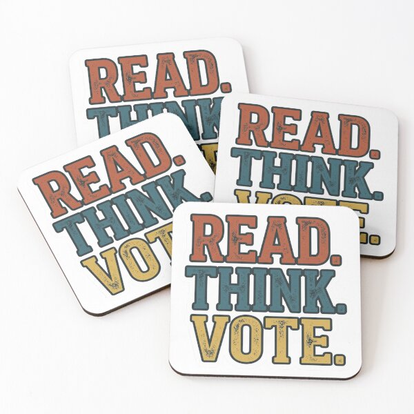 Item preview, Read Think Vote Retro Collegiate Typography Pro Democracy Voting Activist Slogan designed and sold by raedattia.