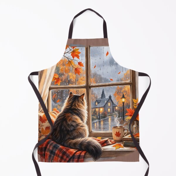 Item preview, Cozy Rainy Autumn Window with Cat and Coffee designed and sold by blankTeeShirt.
