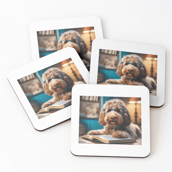Item preview, Dog Reading A Book Wearing Glasses - Goldendoodle designed and sold by uza-nHornber.