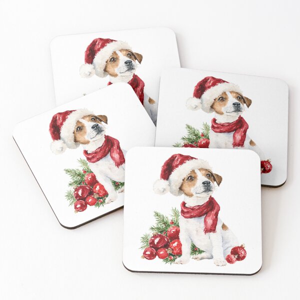 Item preview, Christmas Puppy Santa Hat Watercolor Style Art designed and sold by GASCE Studio.