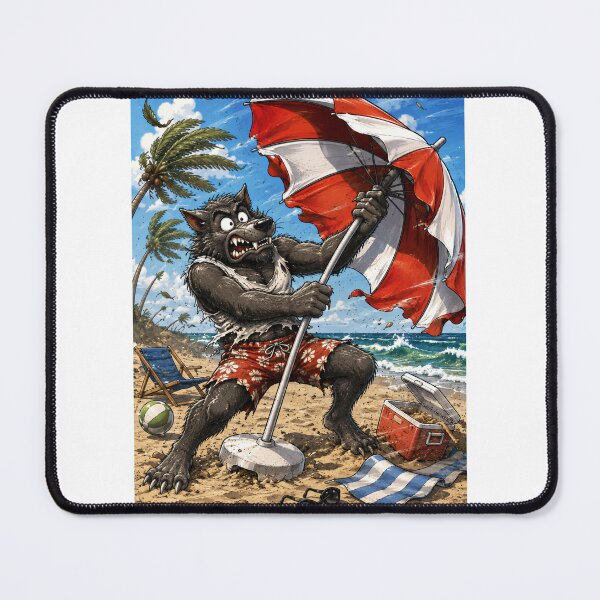 Item preview, Werewolf Beach Vacation Umbrella Disaster designed and sold by ComedyInkFactor.