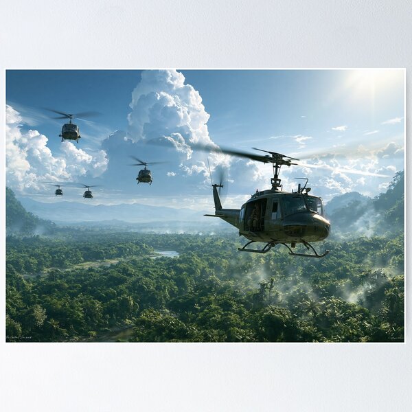 Item preview, Hueys Into The Jungle designed and sold by Skyframe Aviation.
