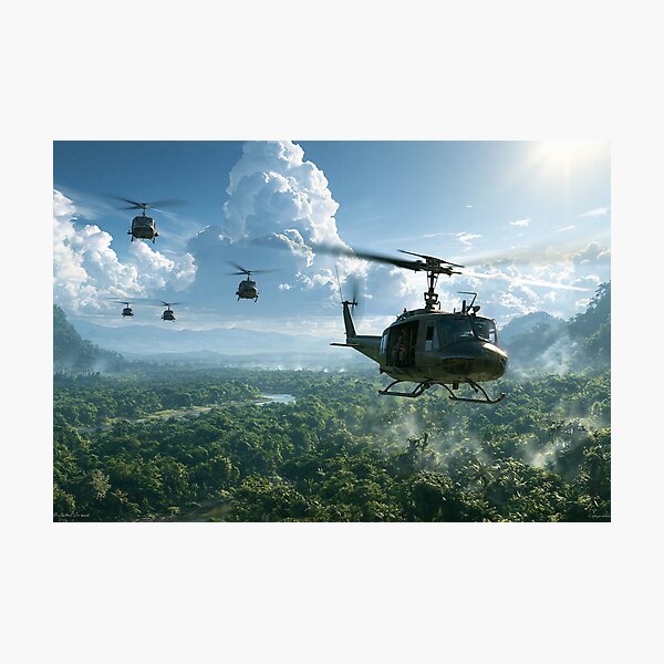 Aperçu de l'œuvre Hueys dans la jungle créée et vendue par Skyframe Aviation.