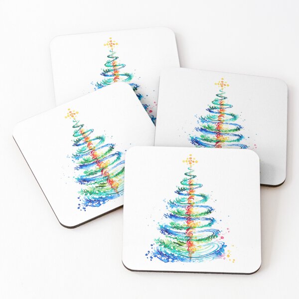 Item preview, Colorful Abstract Christmas Tree Watercolor Style Art designed and sold by GASCE Studio.