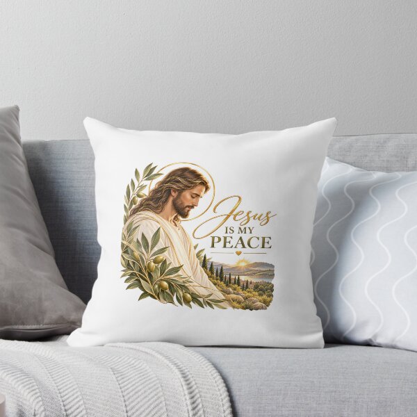 Item preview, Jesus Is My Peace – Christian Faith & Olive Branch Golden Line Art Premium designed and sold by Niespodzianki.