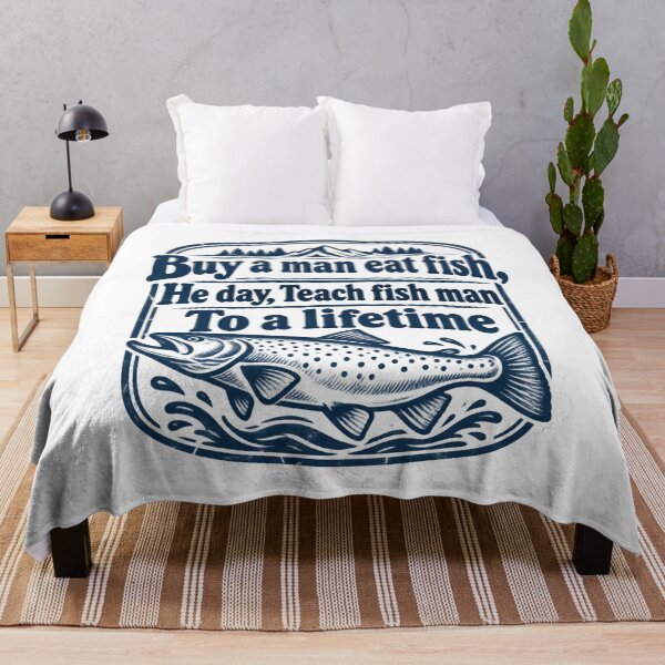 Item preview, Buy A Man Eat Fish Funny Sarcastic Fishing Meme Design designed and sold by SEINENGAPPI23.