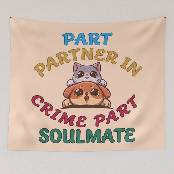 Item preview, Cute Cat and Dog Partner in Crime Soulmate Design designed and sold by zaoroo shop.