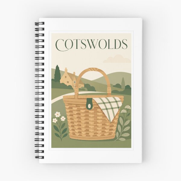 Item preview, Cotswolds England Picnic Basket Vintage Poster designed and sold by Beyond Destinations.