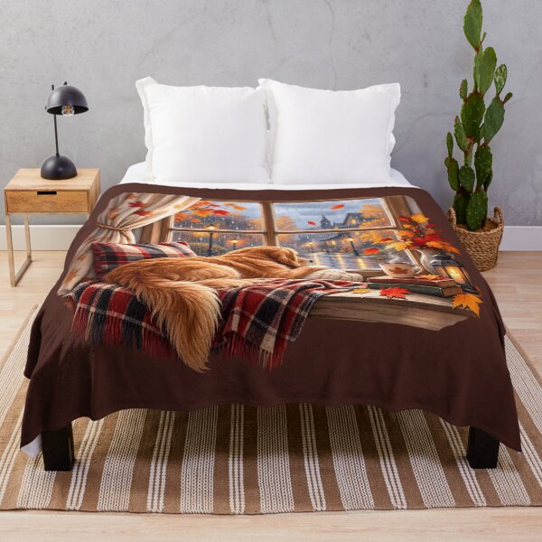 Item preview, Cozy Golden Retriever Watching Autumn Rain designed and sold by blankTeeShirt.