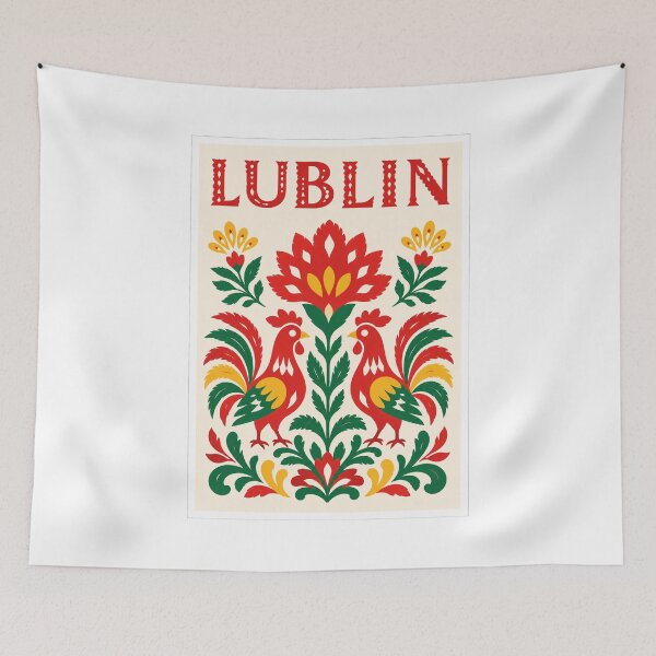 Item preview, Lublin Poland Folk Art Roosters Poster designed and sold by Beyond Destinations.