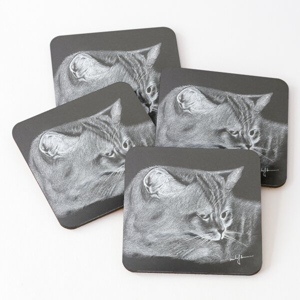 Item preview, Soulful Stare - White pencil Tabby Cat designed and sold by Eclipse-Whisper.