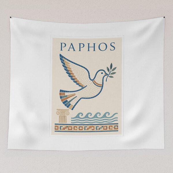 Item preview, Paphos Cyprus Mosaic Dove Travel Poster designed and sold by Beyond Destinations.