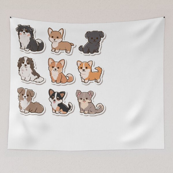 Artikelvorschau, Niedliche Corgi- und Welpen-Chibi-Zeichnungen entworfen und verkauft von NicolasGlowArt.