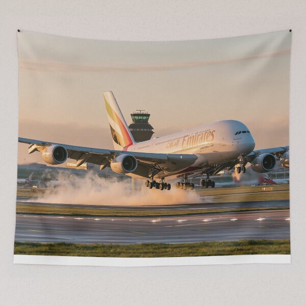 Item preview, Emirates A380 Landing At Manchester designed and sold by Skyframe Aviation.
