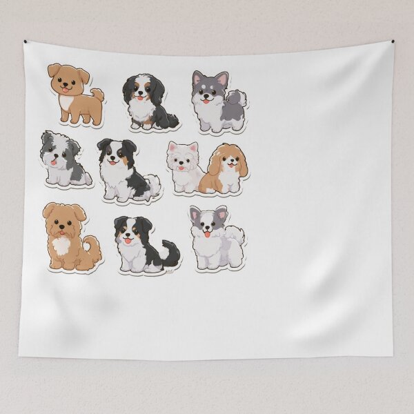 Item preview, Cute Kawaii Puppy Dogs Adorable Fluffy Canine Art designed and sold by NicolasGlowArt.