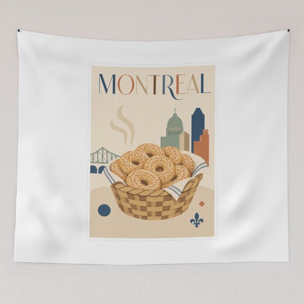 Item preview, Montreal Canada Bagels Travel Vintage Poster designed and sold by Beyond Destinations.